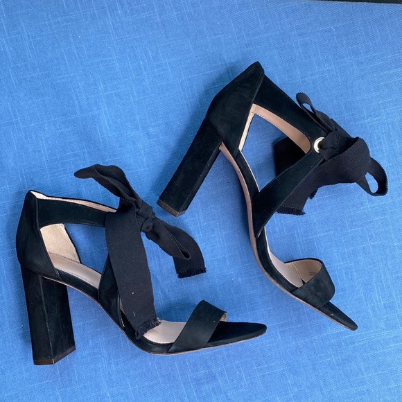 AD Daughters Black Velvet Sandals Block Heel in Womens Size 9.5 - Picture 6 of 6